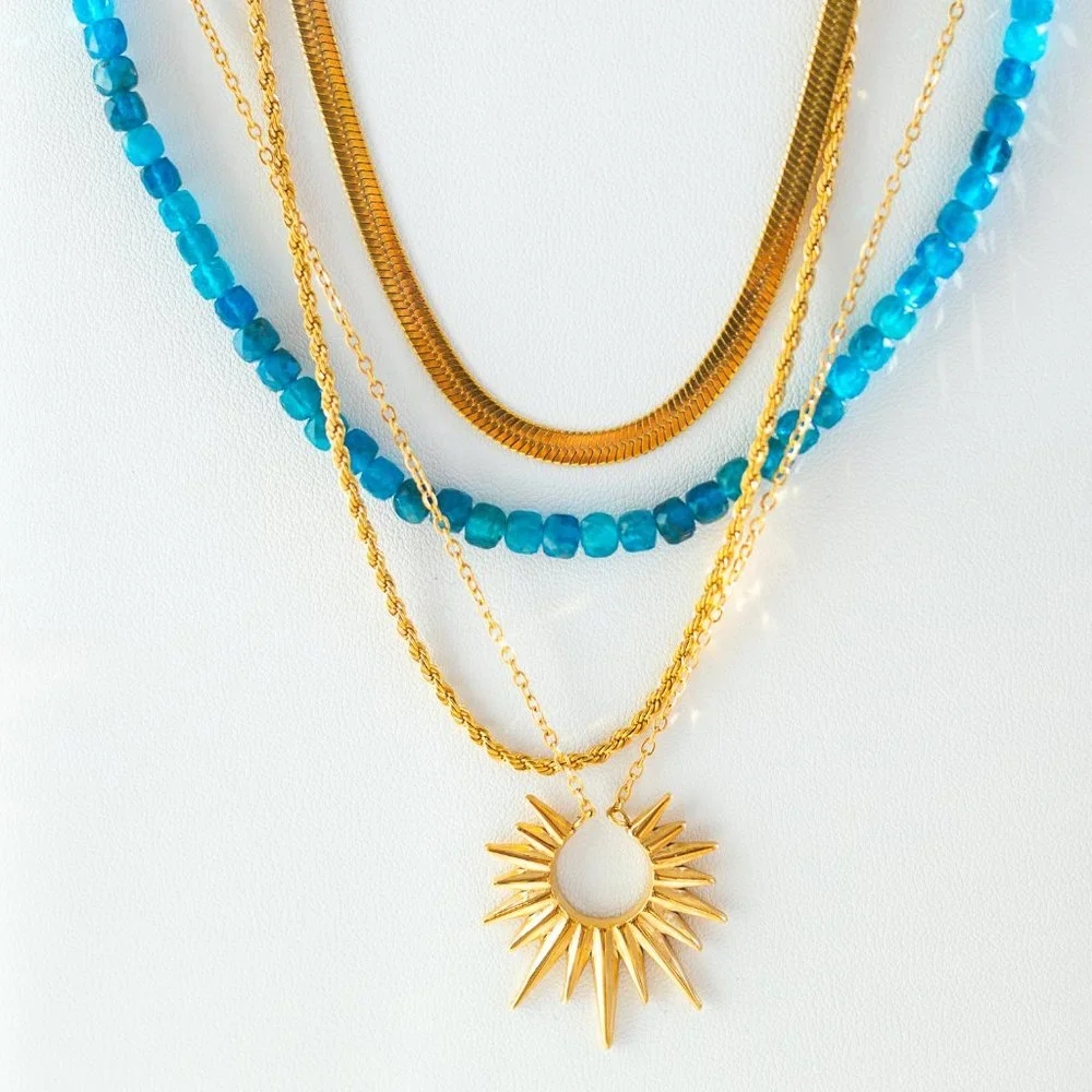 Unique Gold Necklace Waterproof Sunburst Necklace Sun Celestial Necklace - Picture 6 of 14
